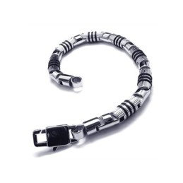 Bracelet Jonc En Titane Pur 316L Pour Homme, Argent Et Noir