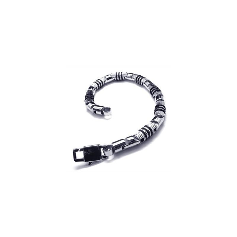 Bracelet Jonc En Titane Pur 316L Pour Homme, Argent Et Noir Bracelet Jonc En Titane Pur 316L Pour Homme, Argent Et Noir