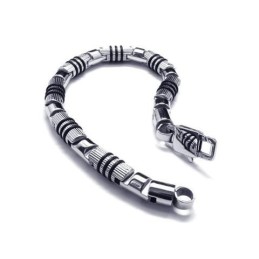Bracelet Jonc En Titane Pur 316L Pour Homme, Argent Et Noir
