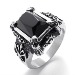 Bague En Titane Avec Pierres Précieuses Noires