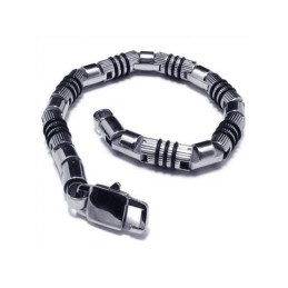 Bracelet Jonc En Titane Pur 316L Pour Homme, Argent Et Noir