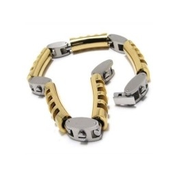 Bracelet En Titane Pur Pour Homme Et Garçon, Breloque En Argent Doré