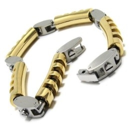 Bracelet En Titane Pur Pour Homme Et Garçon, Breloque En Argent Doré