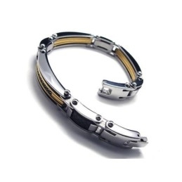 Bracelet À Breloques En Titane Pur Pour Homme, Argent Doré, Neuf