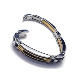 Bracelet À Breloques En Titane Pur Pour Homme, Argent Doré, Neuf