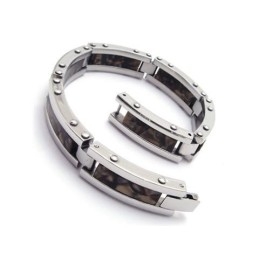 Bracelet Jonc À Breloques En Caoutchouc Et Titane Pur Noir Pour Homme