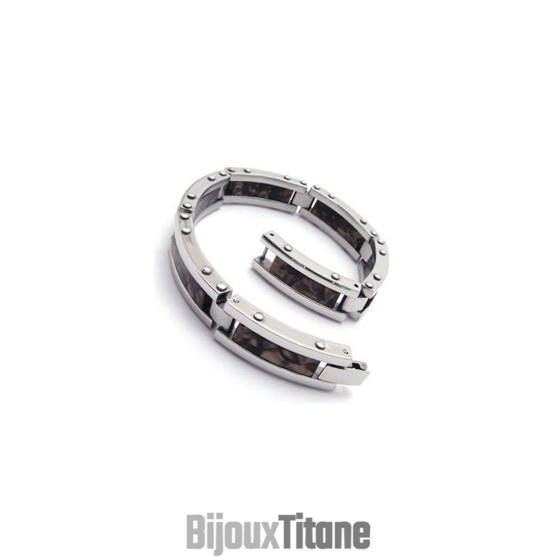 Bracelet Jonc À Breloques En Caoutchouc Et Titane Pur Noir Pour Homme