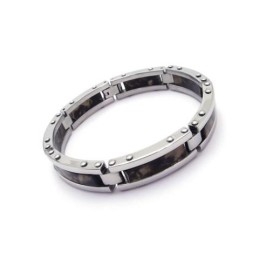 Bracelet Jonc À Breloques En Caoutchouc Et Titane Pur Noir Pour Homme