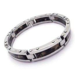 Bracelet Jonc À Breloques En Caoutchouc Et Titane Pur Noir Pour Homme