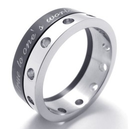 Bague En Titane Demi-Noir