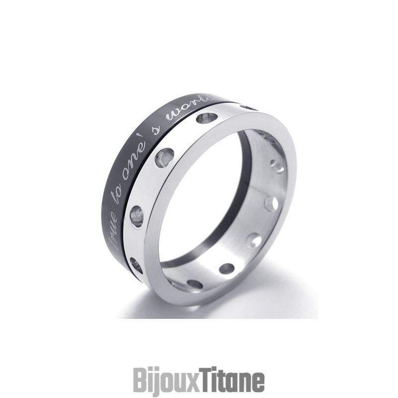 Bague En Titane Demi-Noir