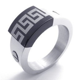 Bague En Titane Avec Accents Noirs