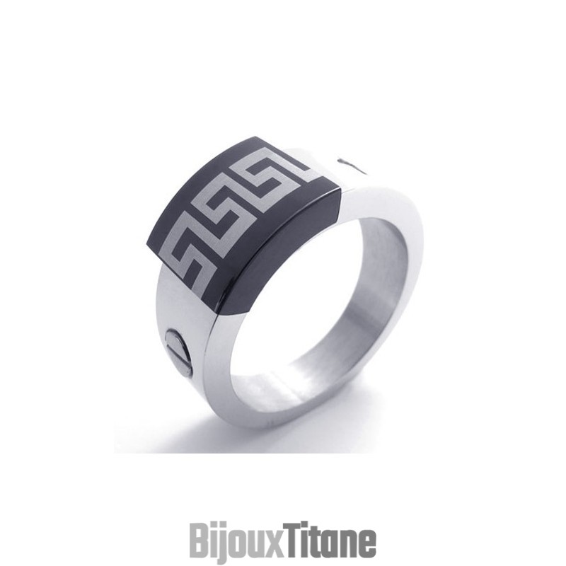 Bague En Titane Avec Accents Noirs Bague En Titane Avec Accents Noirs
