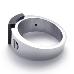Bague En Titane Avec Accents Noirs
