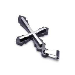 Collier Avec Pendentif Croix En Titane Pur Noir Pour Homme (Neuf)