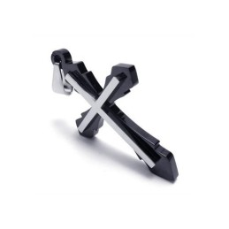 Collier Avec Pendentif Croix En Titane Pur Noir Pour Homme (Neuf)