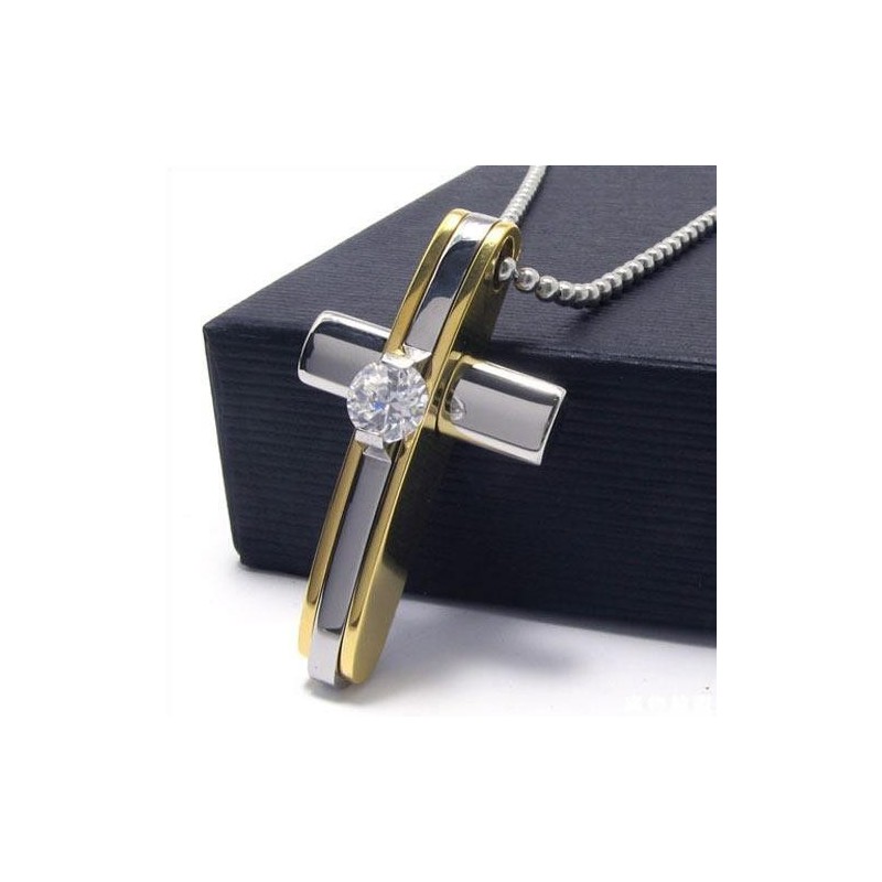 Collier Avec Pendentif Croix En Titane Pur Doré Pour Homme Et Garçon Collier Avec Pendentif Croix En Titane Pur Doré Pour Homme Et Garçon