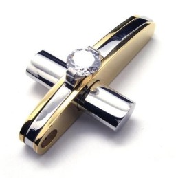 Collier Avec Pendentif Croix En Titane Pur Doré Pour Homme Et Garçon