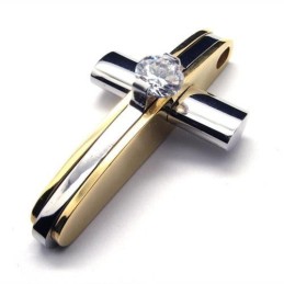 Collier Avec Pendentif Croix En Titane Pur Doré Pour Homme Et Garçon