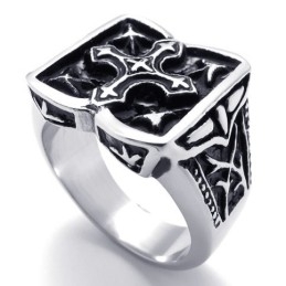 Bague En Titane Avec Croix