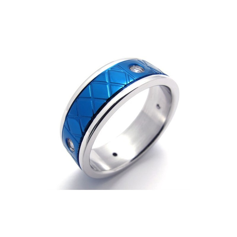 Bague En Titane Bleu
