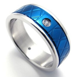 Bague En Titane Bleu