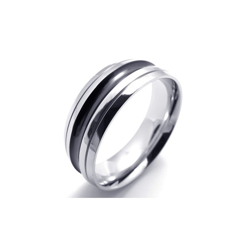 Bague En Titane Avec Accents Noirs Bague En Titane Avec Accents Noirs