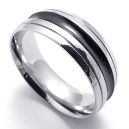 Bague En Titane Avec Accents Noirs