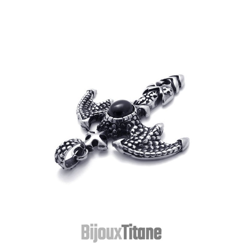 Pendentif Chauve-Souris En Titane Avec Zircon Noir Pendentif Chauve-Souris En Titane Avec Zircon Noir