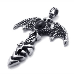 Pendentif Chauve-Souris En Titane Avec Zircon Noir