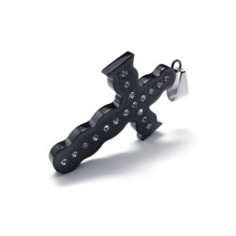 Collier Avec Pendentif Croix En Titane Pur Noir Pour Homme