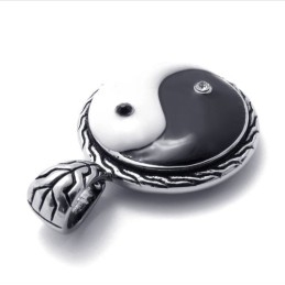 Pendentif Taichi En Titane Avec Strass Noirs Et Blancs