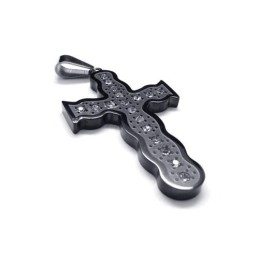 Collier Avec Pendentif Croix En Titane Pur Noir Pour Homme