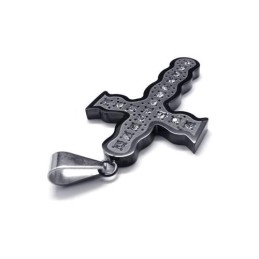 Collier Avec Pendentif Croix En Titane Pur Noir Pour Homme