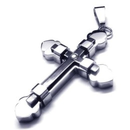 Collier Avec Pendentif Croix En Titane Pur Et Argent Noir Pour Homme