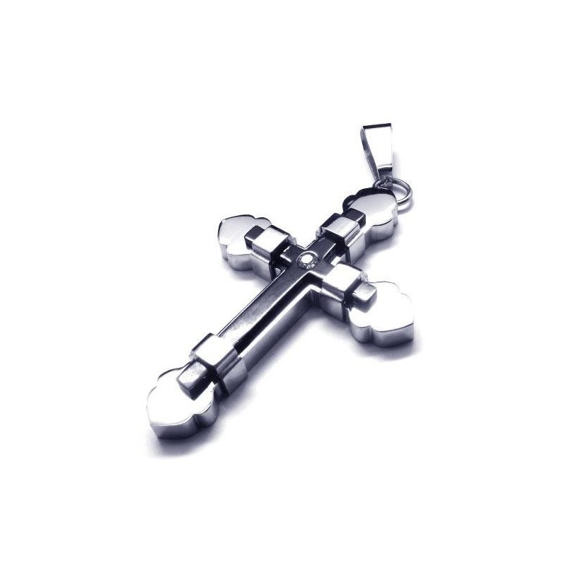 Collier Avec Pendentif Croix En Titane Pur Et Argent Noir Pour Homme Collier Avec Pendentif Croix En Titane Pur Et Argent Noir Pour Homme