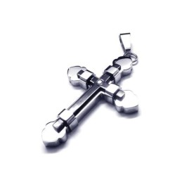 Collier Avec Pendentif Croix En Titane Pur Et Argent Noir Pour Homme