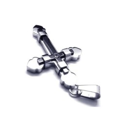 Collier Avec Pendentif Croix En Titane Pur Et Argent Noir Pour Homme