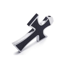 Collier Avec Pendentif Croix En Titane Pur Et Argent Noir Pour Homme