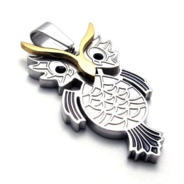 Pendentif Hibou En Titane, Argent Et Or