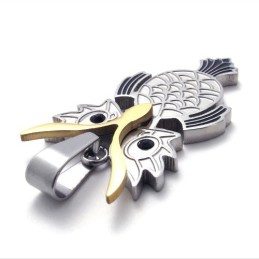 Pendentif Hibou En Titane, Argent Et Or