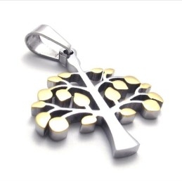Pendentif Arbre En Titane Et Or