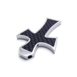 Collier Avec Pendentif Croix En Titane Pur Et Argent Noir Pour Homme