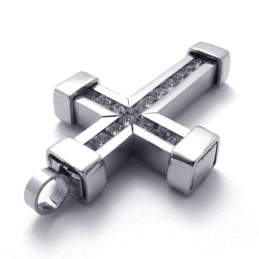 Pendentif Croix En Titane Avec Zircons Blancs