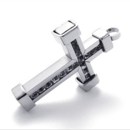 Pendentif Croix En Titane Avec Zircons Blancs