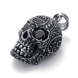 Pendentif En Titane Noir Avec Zircons