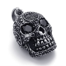 Pendentif En Titane Noir Avec Zircons