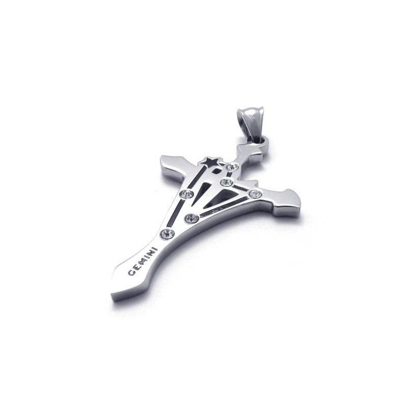 Pendentif Gémeaux En Titane Avec Strass Pendentif Gémeaux En Titane Avec Strass