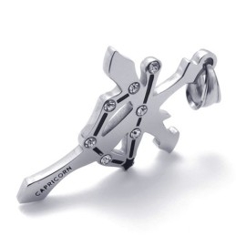 Pendentif Capricorne En Titane Et Strass