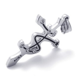 Pendentif Bélier En Titane Et Strass